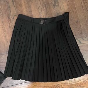 DKNY Black A-Line Pleated Skirt